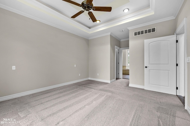 26898 Alderman Ct, Harrison Twp, MI 48045 - unfurnished bedroom featuring a raised ceiling, crown molding, carpet floors, baseboards, and recessed lighting