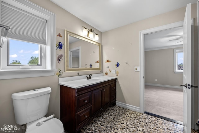 26898 Alderman Ct, Harrison Twp, MI 48045 - half bathroom with vanity, toilet, and baseboards