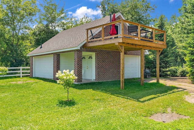 7696 Varty Ct, Lexington, MI 48450 - view of front of house with a deck, roof with shingles, and brick siding