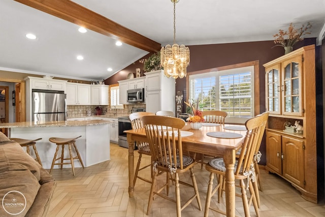 7360 Frith Rd, Saint Clair, MI 48079 - dining area with recessed lighting, a chandelier, and ornamental molding