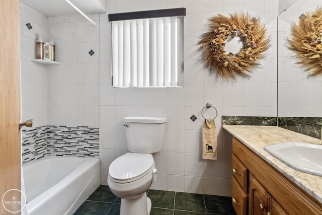 7360 Frith Rd, Saint Clair, MI 48079 - full bath featuring tile patterned flooring, vanity, toilet, and tile walls