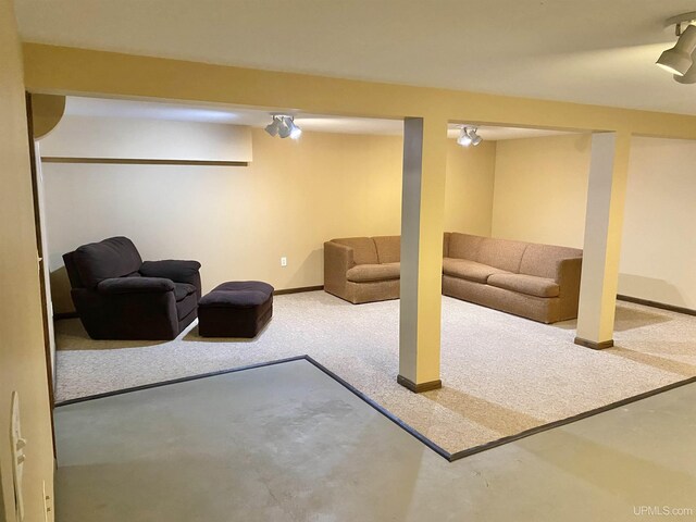 47275 Green Acres Rd, Houghton, MI 49931 - finished below grade area with carpet flooring and baseboards