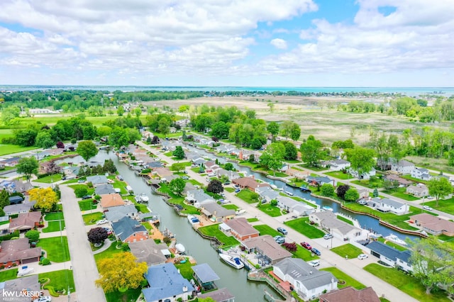 38044 Seaway Ct, Harrison Twp, MI 48045 - aerial view of property's location with a nearby body of water and nearby suburban area