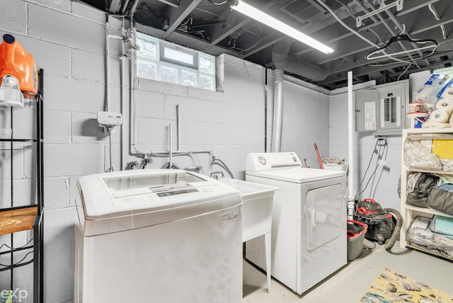 3365 Hickory Ln, Port Huron, MI 48060 - laundry room featuring washing machine and dryer and electric panel