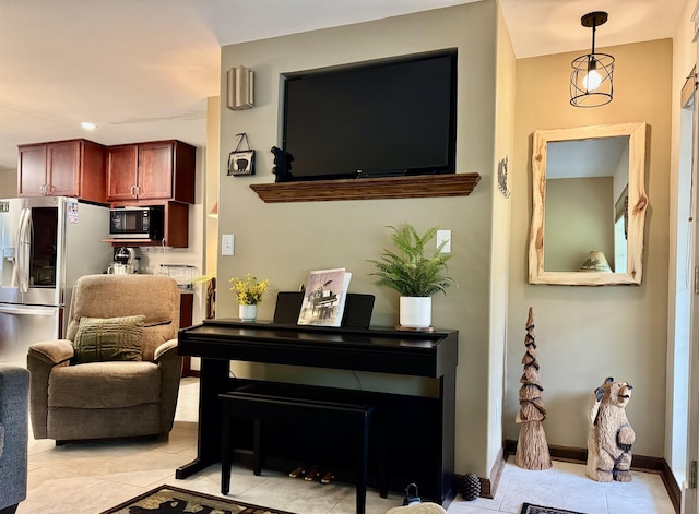 6223 E Townline Lake Rd, Harrison, MI 48625 - living area with light tile patterned floors and baseboards