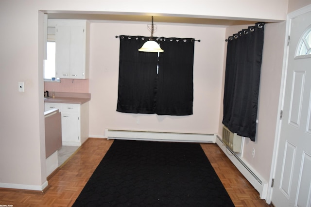 22800 Beaconsfield Ave, Eastpointe, MI 48021 - unfurnished dining area featuring a baseboard radiator and baseboards