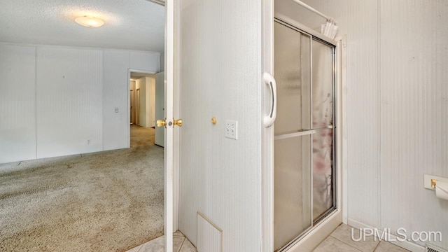 2600 S Hill Rd, Gladstone, MI 49837 - full bathroom with a stall shower and tile patterned floors