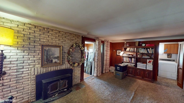 11493 Briarcliff Dr, Warren, MI 48093 - home office with washer / dryer and carpet