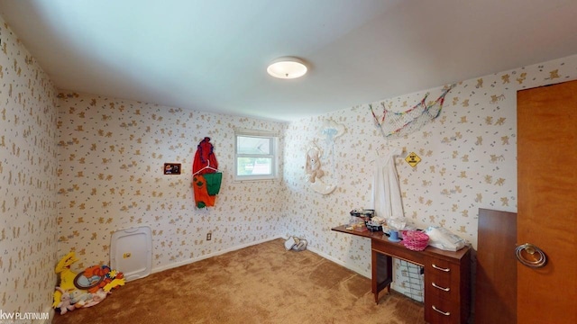 11493 Briarcliff Dr, Warren, MI 48093 - recreation room featuring wallpapered walls and carpet
