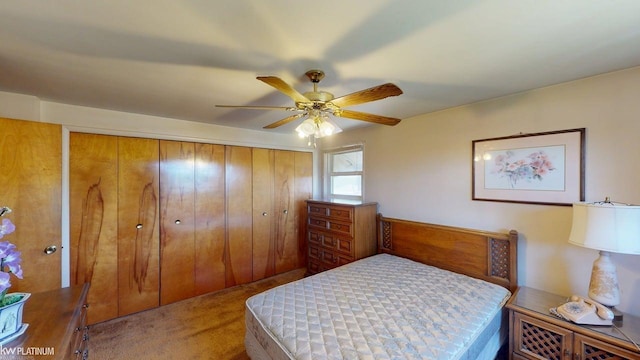 11493 Briarcliff Dr, Warren, MI 48093 - bedroom with carpet floors, a closet, and a ceiling fan