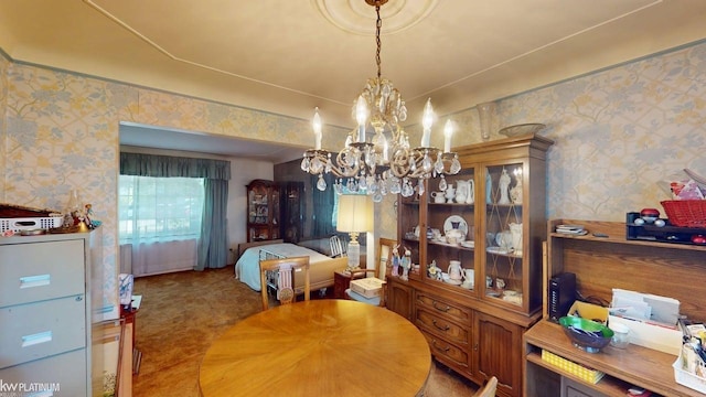 11493 Briarcliff Dr, Warren, MI 48093 - dining area featuring a chandelier and wallpapered walls