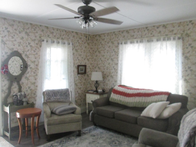 337 N 2nd St, Marine City, MI 48039 - living area featuring ceiling fan and crown molding