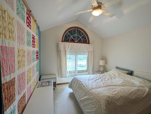 5663 Macintosh Dr, Bay City, MI 48706 - bedroom with carpet flooring, vaulted ceiling, and ceiling fan