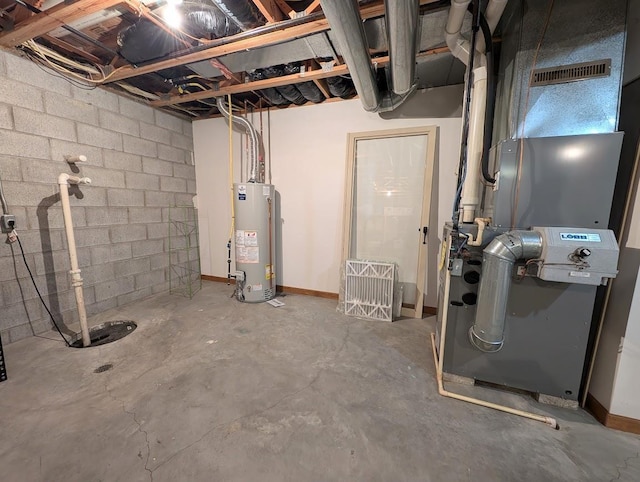 5663 Macintosh Dr, Bay City, MI 48706 - unfinished below grade area with water heater and concrete block wall