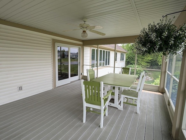5663 Macintosh Dr, Bay City, MI 48706 - wooden deck featuring a ceiling fan and outdoor dining area