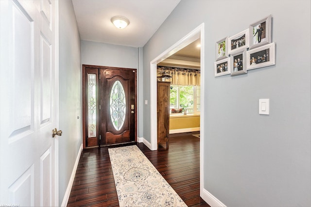 33473 Mulvey Rd, Fraser, MI 48026 - foyer entrance featuring baseboards and dark wood-type flooring