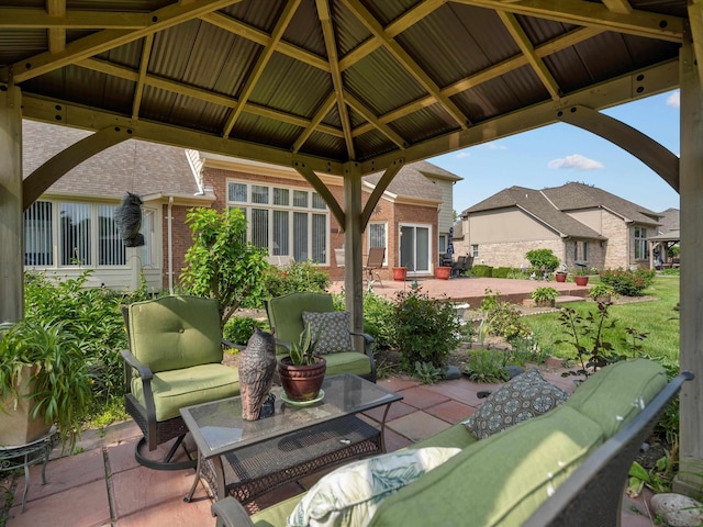 15158 Towering Oaks Dr, Shelby Twp, MI 48315 - view of patio / terrace with a gazebo and an outdoor living space