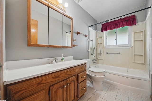 31565 Hayes Rd, Warren, MI 48088 - full bathroom featuring toilet, vanity, tile patterned floors, and bathing tub / shower combination