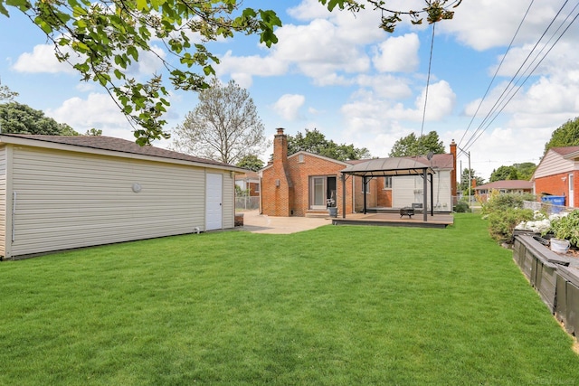 28052 Loretta Ave, Warren, MI 48092 - back of house with a gazebo, a patio area, an outbuilding, and brick siding