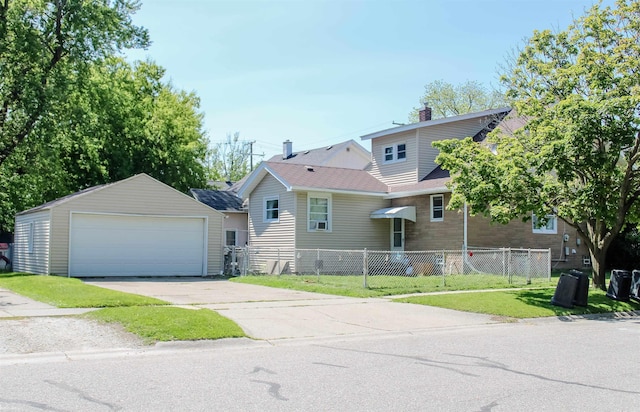 1002 Garfield St, Port Huron, MI 48060 - view of front of property with an outbuilding, a garage, and a chimney