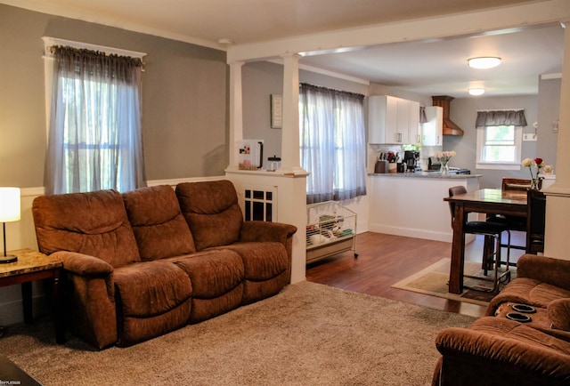 1002 Garfield St, Port Huron, MI 48060 - living room with wood finished floors and decorative columns