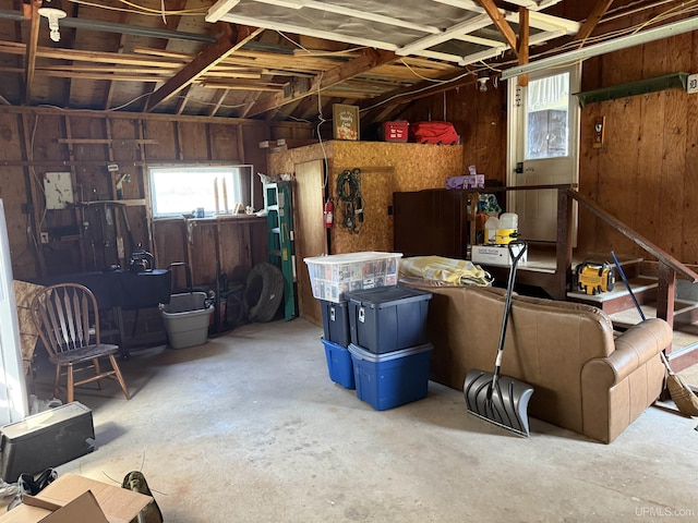 8096 Garth Point 25.25 Ln Rd, Rapid River, MI 49878 - garage with wood walls