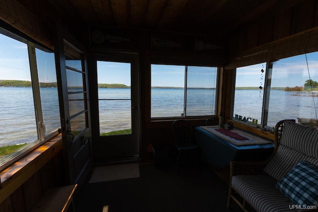 1426 Washington St, Munising, MI 49862 - sunroom / solarium with a water view and wooden ceiling