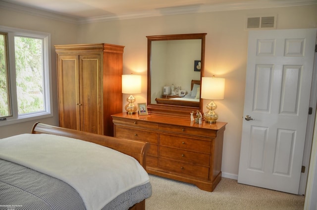 4896 Royal Cove Dr, Shelby Twp, MI 48316 - bedroom featuring light carpet, ornamental molding, and baseboards