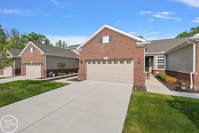 3095 Bridgewater Rd Unit # 30, Auburn Hills, MI 48326 - traditional-style home featuring brick siding, concrete driveway, a front lawn, and a garage