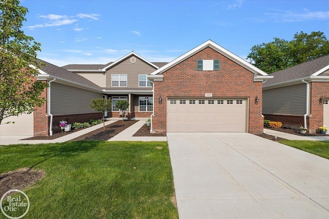 3095 Bridgewater Rd Unit # 30, Auburn Hills, MI 48326 - traditional-style house with brick siding, driveway, an attached garage, and a front lawn
