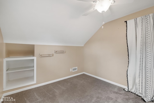 23016 California St, Saint Clair Shores, MI 48080 - bonus room with lofted ceiling, carpet floors, a ceiling fan, and baseboards