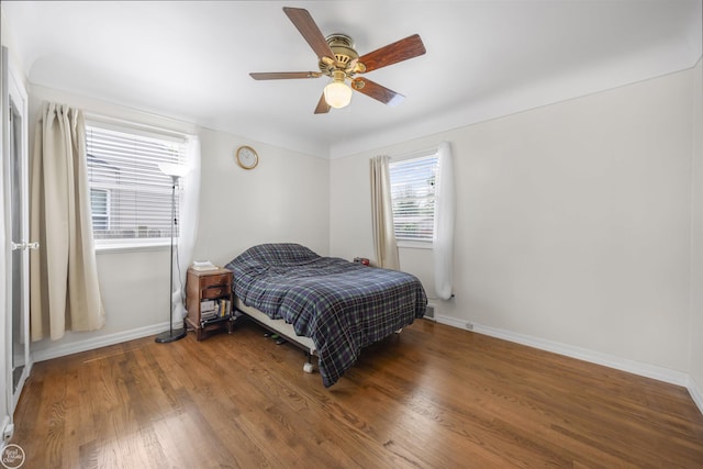 22301 Saint Gertrude St, Saint Clair Shores, MI 48081 - bedroom featuring baseboards, wood finished floors, and ceiling fan