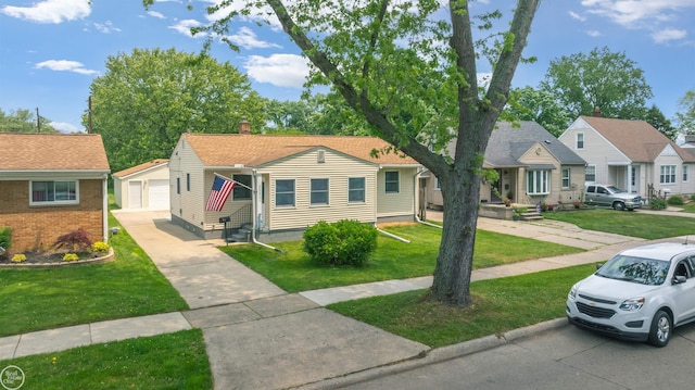 22301 Saint Gertrude St, Saint Clair Shores, MI 48081 - view of front of property with an outbuilding, a front yard, and a detached garage