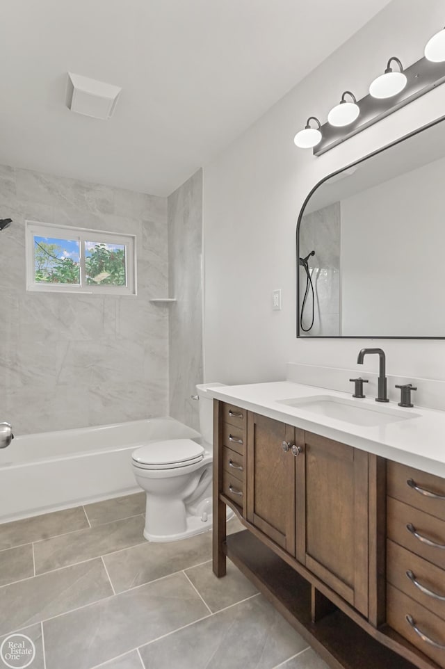 24665 Greenbrier Ave, Eastpointe, MI 48021 - full bath with vanity, shower / bath combination, toilet, and tile patterned floors