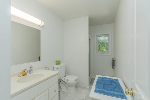 12826 Section 16 Rd, Watton, MI 49970 - full bath featuring toilet, vanity, a stall shower, and tile patterned flooring