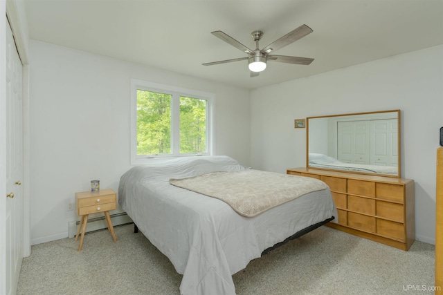 12826 Section 16 Rd, Watton, MI 49970 - bedroom with a baseboard radiator, ceiling fan, and baseboards