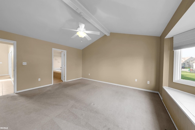 45259 Yorkshire Dr, Macomb, MI 48044 - unfurnished bedroom with light carpet, baseboards, ensuite bath, and ceiling fan