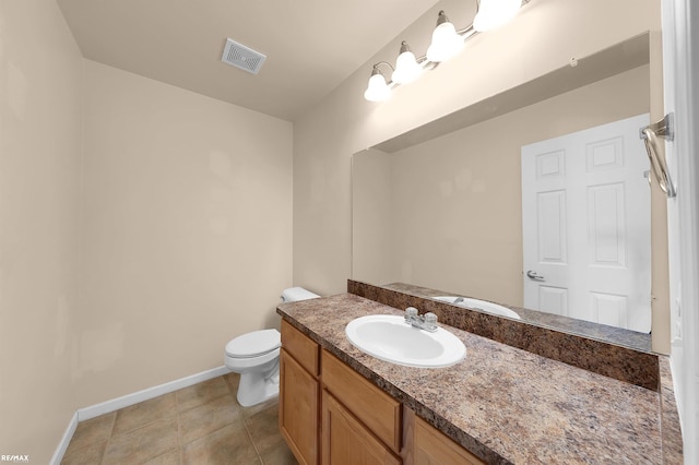 45259 Yorkshire Dr, Macomb, MI 48044 - bathroom with vanity, toilet, baseboards, and tile patterned floors