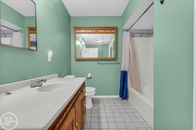 1401 Stanton St, Port Huron, MI 48060 - bathroom featuring vanity, shower / bath combo with shower curtain, and tile patterned flooring