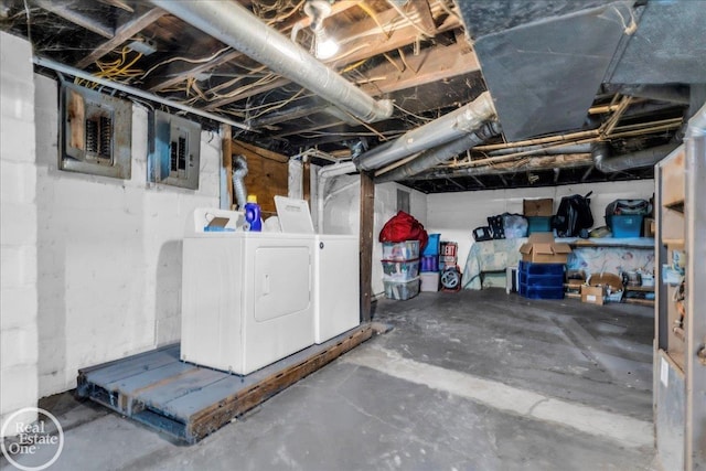 1401 Stanton St, Port Huron, MI 48060 - unfinished basement with washing machine and dryer and electric panel