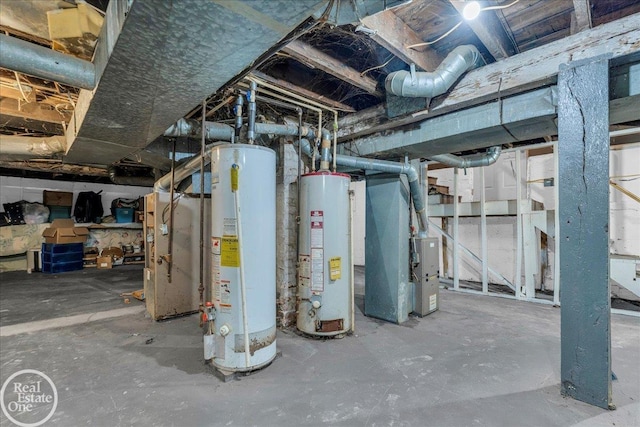 1401 Stanton St, Port Huron, MI 48060 - unfinished basement featuring water heater and heating unit