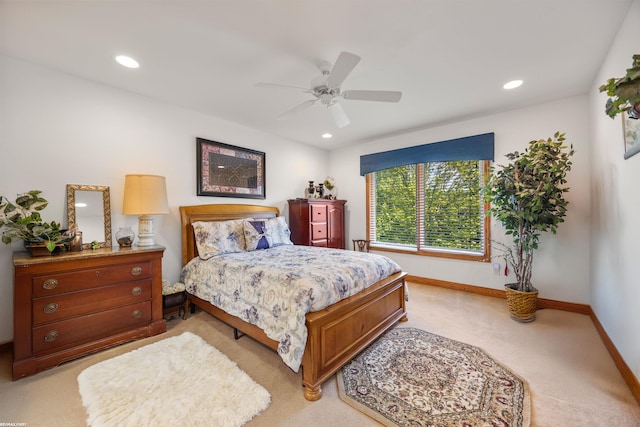 55733 Whitney Ct, Shelby Twp, MI 48315 - bedroom with light colored carpet, recessed lighting, and ceiling fan