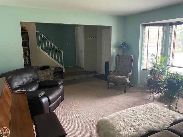 44854 Forest Trail Dr, Canton, MI 48187 - living room featuring carpet floors and stairway
