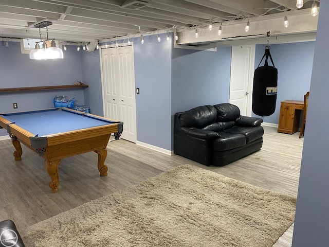 44854 Forest Trail Dr, Canton, MI 48187 - recreation room with wood finished floors, baseboards, and billiards