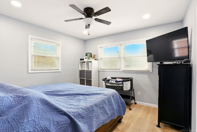 21629 Yale St, Saint Clair Shores, MI 48081 - bedroom featuring light wood finished floors, recessed lighting, ceiling fan, and baseboards