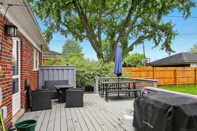 21629 Yale St, Saint Clair Shores, MI 48081 - wooden deck with outdoor dining area
