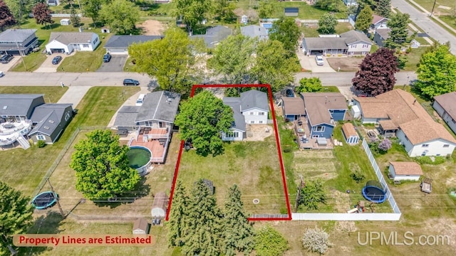 2119 S 21st Ave, Escanaba, MI 49829 - aerial perspective of suburban area featuring property boundaries highlighted