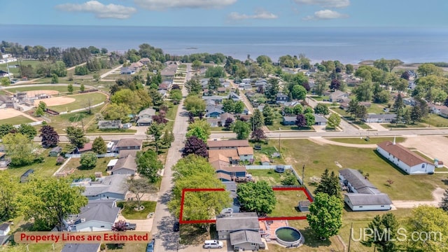 2119 S 21st Ave, Escanaba, MI 49829 - aerial perspective of suburban area with property parcel outlined