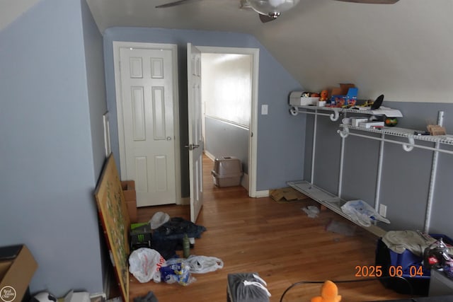 1321 Cornell Rd, Muskegon, MI 49441 - additional living space with wood finished floors, ceiling fan, and lofted ceiling