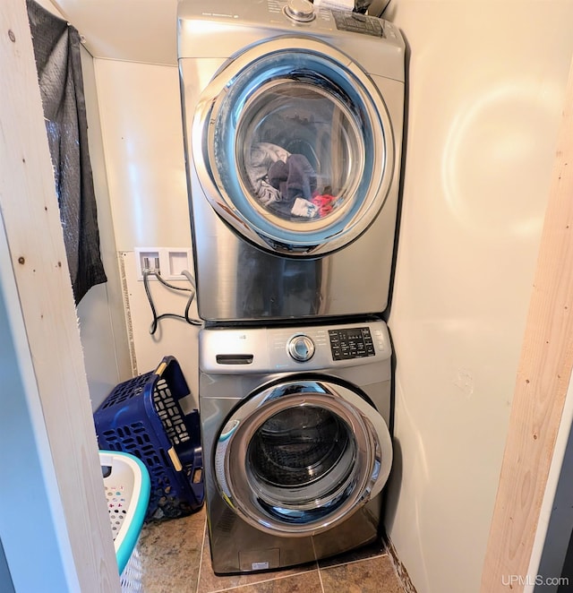 104 Provider St, Gwinn, MI 49841 - washroom with stacked washer / dryer